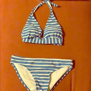 Blue striped bikini